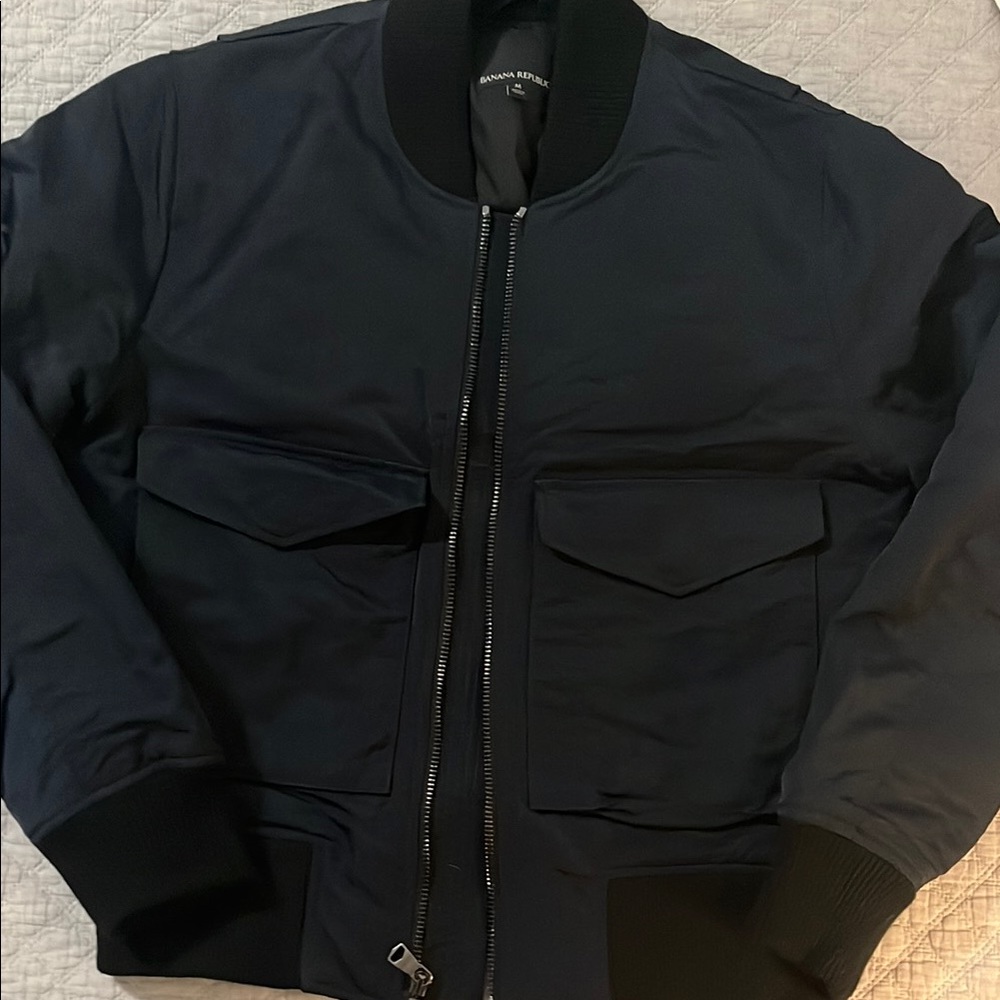 NEW w/o tags Banana Republic Black Bomber Jacket Sleek Design